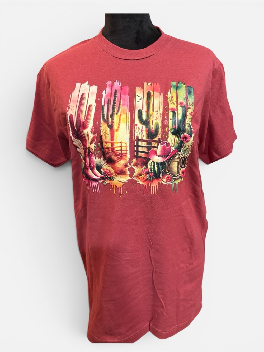 Western Cactus Graphic Tee - Red